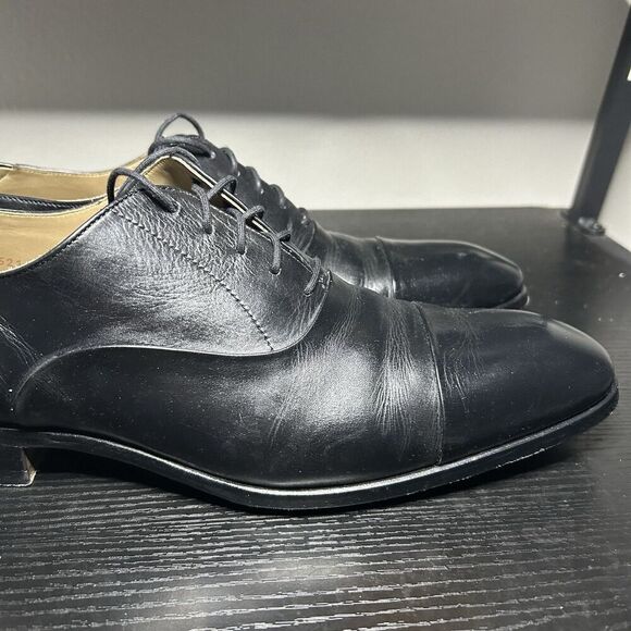 Magnanni Flex Mens Size 12 Black Leather Dress Shoes Cap Toe - Picture 5 of 13